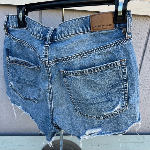 American Eagle Outfitters Blue Jean Shorts Frayed Hem - Picture 5 of 6